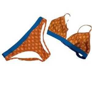 Brown and turquoise bikini